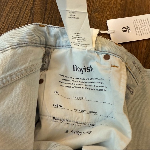 NWT Boyish The Billy High Rise Skinny Tommy Style Stagecoach Wash Raw Hem Jeans - Picture 8 of 11